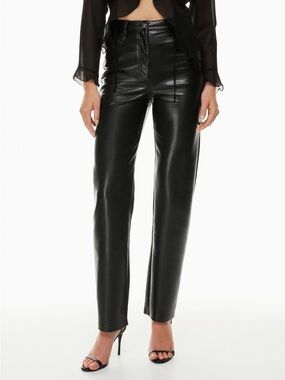 Aritzia Wilfred Melina Black Faux Vegan Leather High-Waisted Pant Size 12
